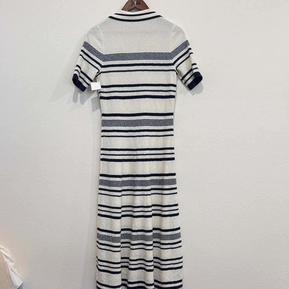 Zoe and Claire Striped Navy and White Midi Polo Dress - Picture 10 of 10